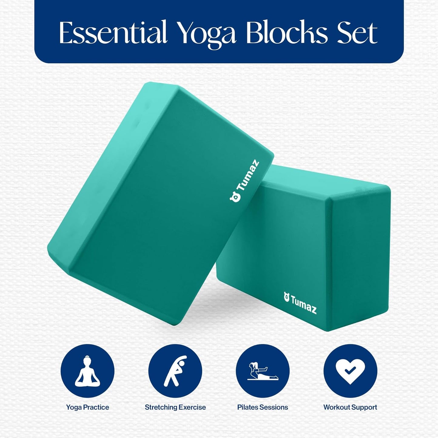 Non-Slip Yoga Blocks，High-Density EVA Foam 2 Pack for Yoga & Pilates | High-Density Support | Lightweight | EVA Foam | Non-Slip Stability | Free Yoga E-Book