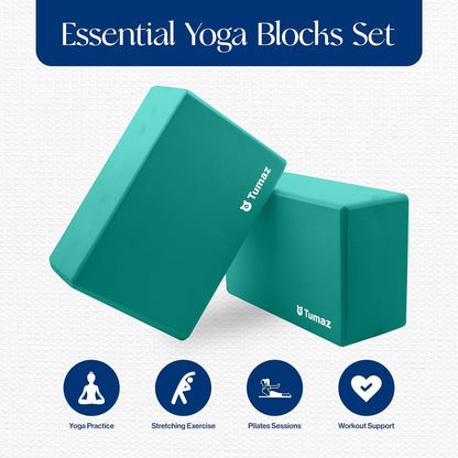Non-Slip Yoga Blocks，High-Density EVA Foam 2 Pack for Yoga & Pilates | High-Density Support | Lightweight | EVA Foam | Non-Slip Stability | Free Yoga E-Book