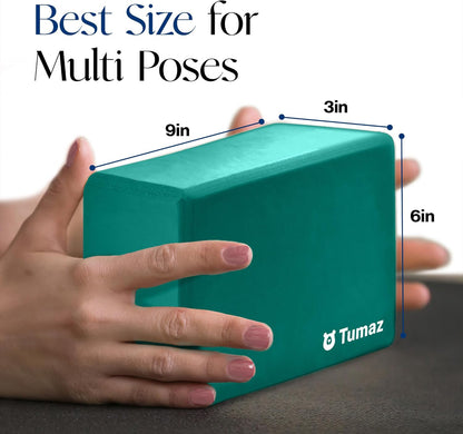 Non-Slip Yoga Blocks，High-Density EVA Foam 2 Pack for Yoga & Pilates | High-Density Support | Lightweight | EVA Foam | Non-Slip Stability | Free Yoga E-Book