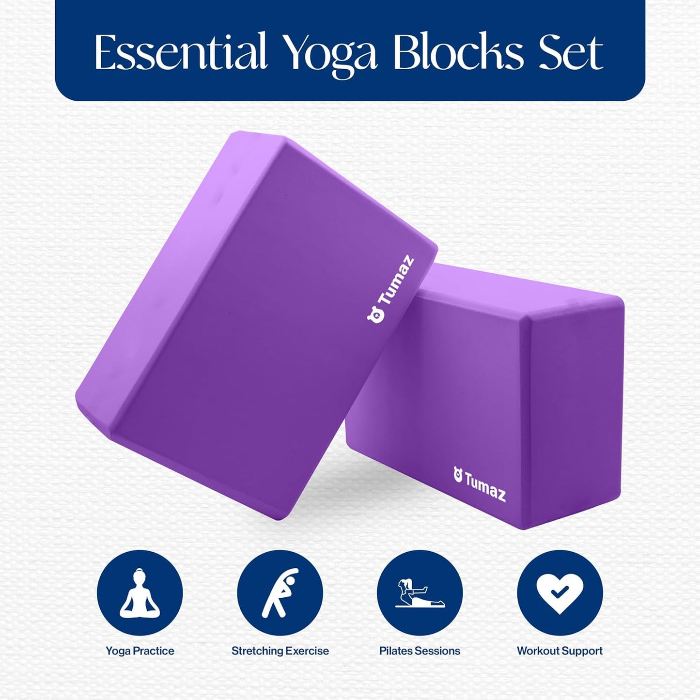 Non-Slip Yoga Blocks，High-Density EVA Foam 2 Pack for Yoga & Pilates | High-Density Support | Lightweight | EVA Foam | Non-Slip Stability | Free Yoga E-Book