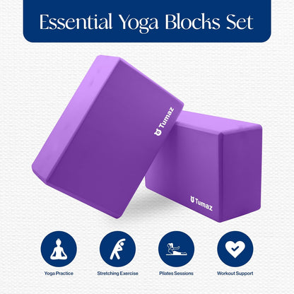 Non-Slip Yoga Blocks，High-Density EVA Foam 2 Pack for Yoga & Pilates | High-Density Support | Lightweight | EVA Foam | Non-Slip Stability | Free Yoga E-Book