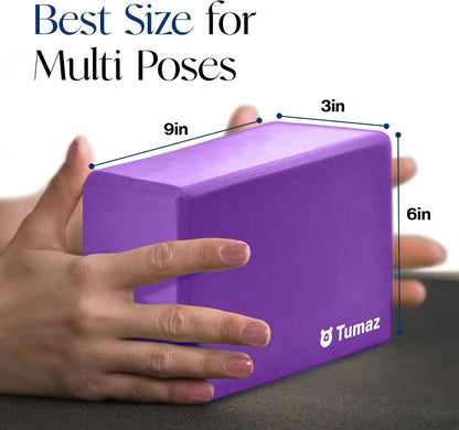 Non-Slip Yoga Blocks，High-Density EVA Foam 2 Pack for Yoga & Pilates | High-Density Support | Lightweight | EVA Foam | Non-Slip Stability | Free Yoga E-Book