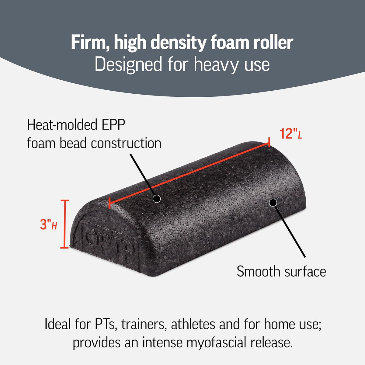 AXIS Firm Density Foam Roller – Round, Black, 36" x 6" | High density foam roller for heavy use, physical therapy, yoga, Pilates, fitness exercise & sports training, smooth surface