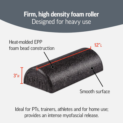AXIS Firm Density Foam Roller – Round, Black, 36" x 6" | High density foam roller for heavy use, physical therapy, yoga, Pilates, fitness exercise & sports training, smooth surface