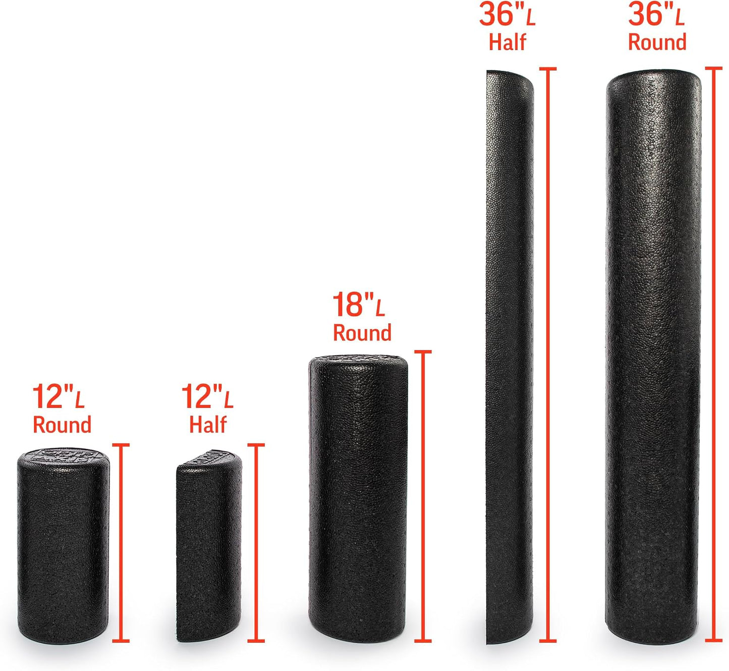 AXIS Firm Density Foam Roller – Round, Black, 36" x 6" | High density foam roller for heavy use, physical therapy, yoga, Pilates, fitness exercise & sports training, smooth surface