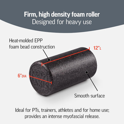 AXIS Firm Density Foam Roller – Round, Black, 36" x 6" | High density foam roller for heavy use, physical therapy, yoga, Pilates, fitness exercise & sports training, smooth surface
