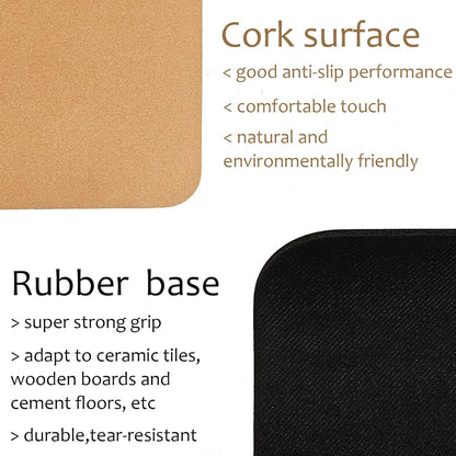 Cork Yoga Mat with Rubber Base – Durable & Comfortable & Eco-Friendly | Professional Yoga Mat for Hot Yoga, Pilates & Fitness