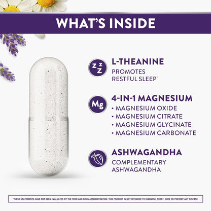 ZzzQuil Pure Zzzs, +Magnesium Capsules, L-Theanine and Magnesium, Sleep Aid, 4-in-1 Magnesium: Citrate, Bisglycinate, Oxide, and Carbonate, Sleep Aids for Adults, 90 Sleep Capsules