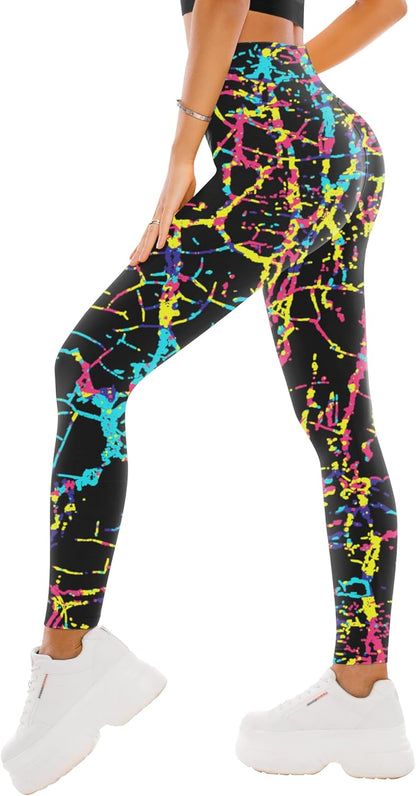 High Waisted Leggings for Women - Full Length Capri Buttery Soft Yoga Pants for Workout Athletic - Colors A