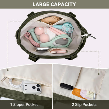 WLLWOO Gym Tote Bag Thick Yoga Mat Bag with Breathable Mesh Holder Carryall Waterproof Wet Pocket for Pilates Travel Beach Workout Women