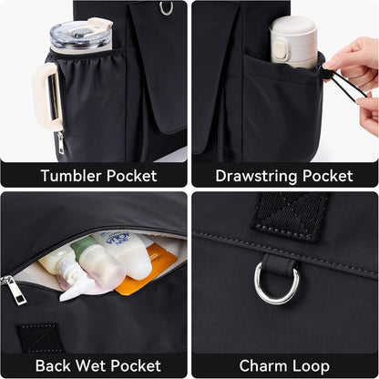 WLLWOO Gym Tote Bag Thick Yoga Mat Bag with Breathable Mesh Holder Carryall Waterproof Wet Pocket for Pilates Travel Beach Workout Women