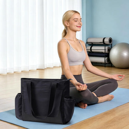 WLLWOO Gym Tote Bag Thick Yoga Mat Bag with Breathable Mesh Holder Carryall Waterproof Wet Pocket for Pilates Travel Beach Workout Women