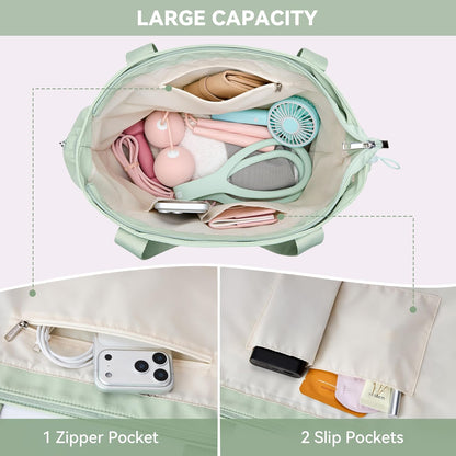 WLLWOO Gym Tote Bag Thick Yoga Mat Bag with Breathable Mesh Holder Carryall Waterproof Wet Pocket for Pilates Travel Beach Workout Women