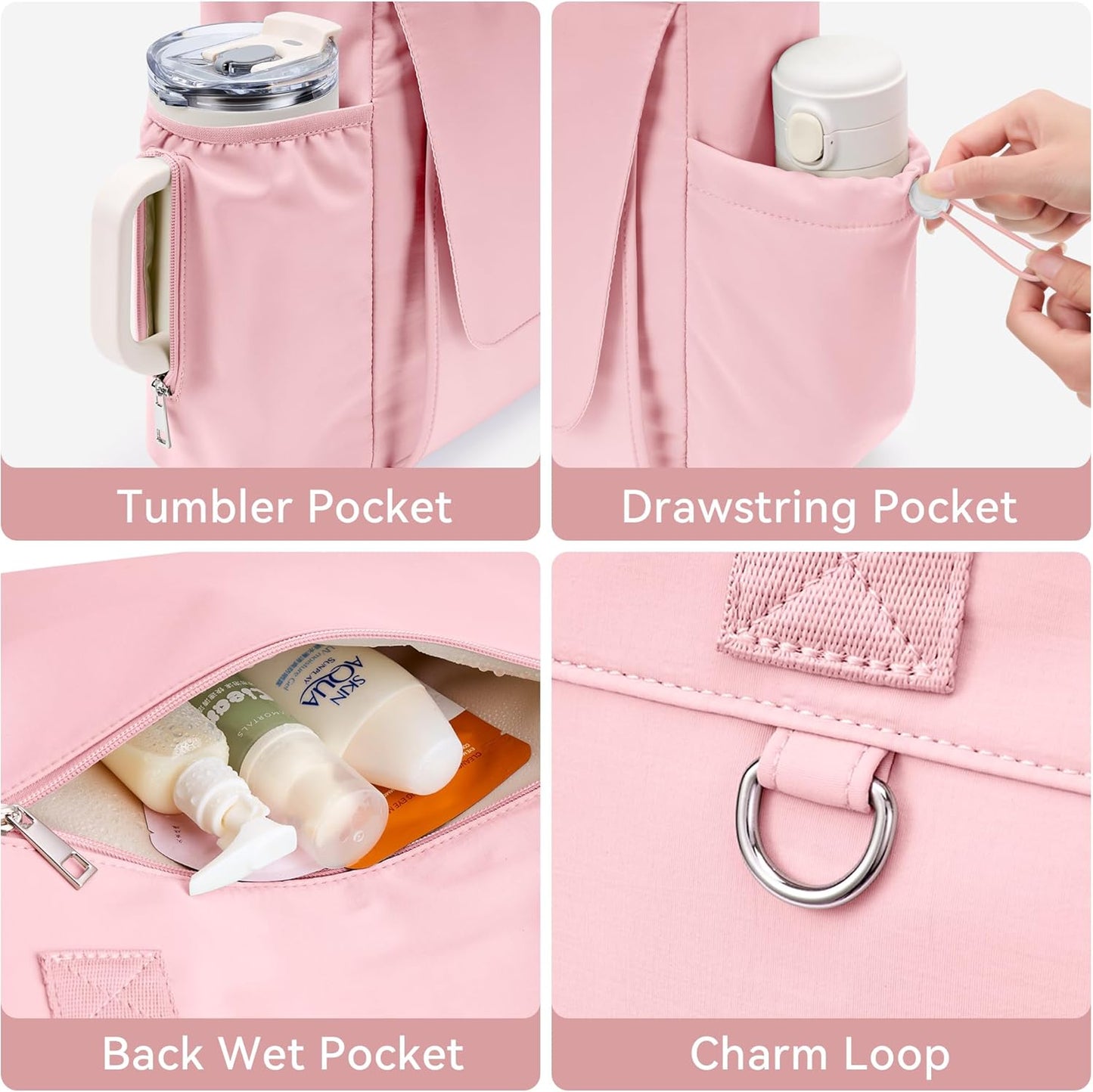 WLLWOO Gym Tote Bag Thick Yoga Mat Bag with Breathable Mesh Holder Carryall Waterproof Wet Pocket for Pilates Travel Beach Workout Women