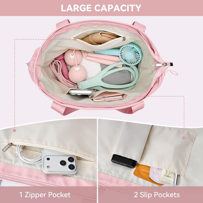 WLLWOO Gym Tote Bag Thick Yoga Mat Bag with Breathable Mesh Holder Carryall Waterproof Wet Pocket for Pilates Travel Beach Workout Women