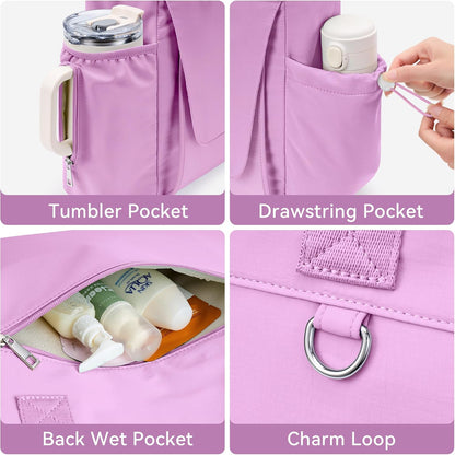 WLLWOO Gym Tote Bag Thick Yoga Mat Bag with Breathable Mesh Holder Carryall Waterproof Wet Pocket for Pilates Travel Beach Workout Women