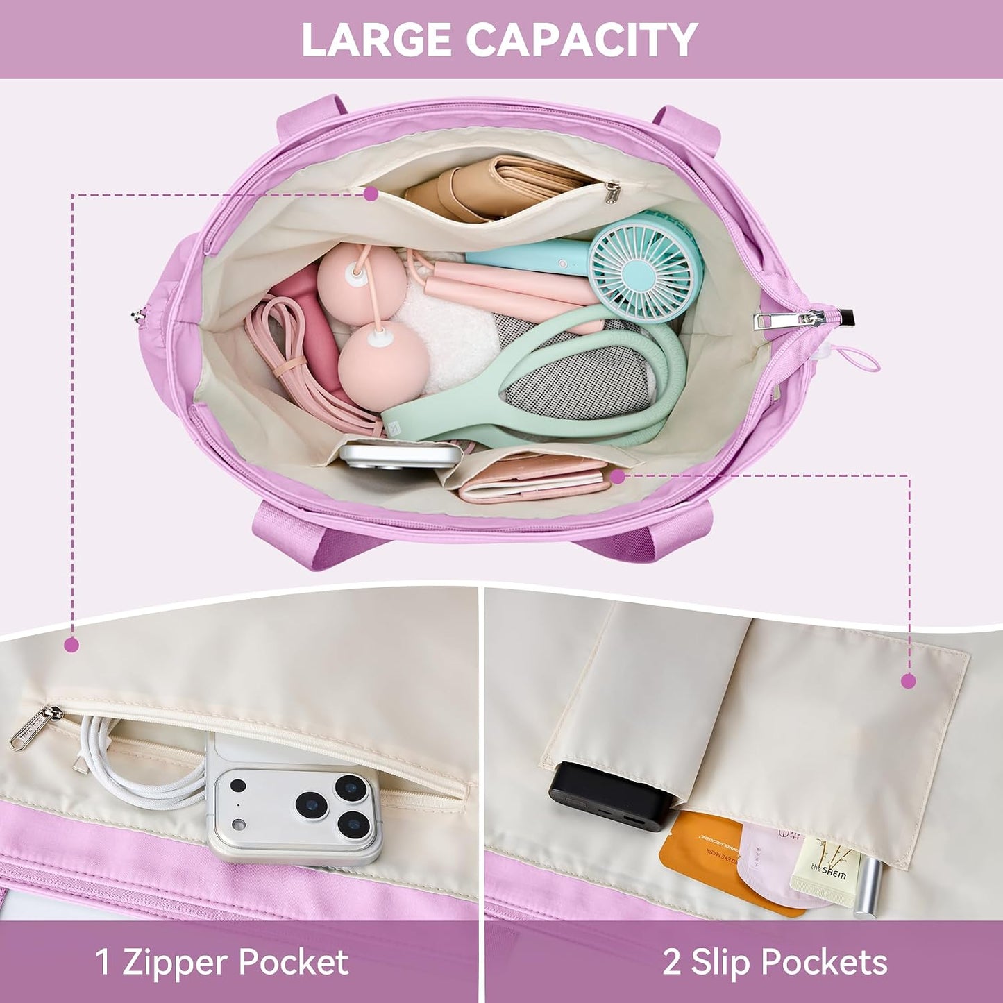 WLLWOO Gym Tote Bag Thick Yoga Mat Bag with Breathable Mesh Holder Carryall Waterproof Wet Pocket for Pilates Travel Beach Workout Women