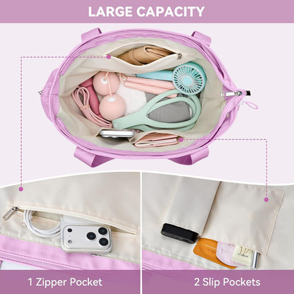 WLLWOO Gym Tote Bag Thick Yoga Mat Bag with Breathable Mesh Holder Carryall Waterproof Wet Pocket for Pilates Travel Beach Workout Women