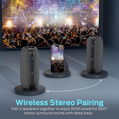 S320 Bluetooth Speaker, 40W True Wireless,360° Stereo Sound Effect,IPX7 Waterproof, 32 Hour Playing Time,Suitable for Outdoor Portable Speaker,Black.