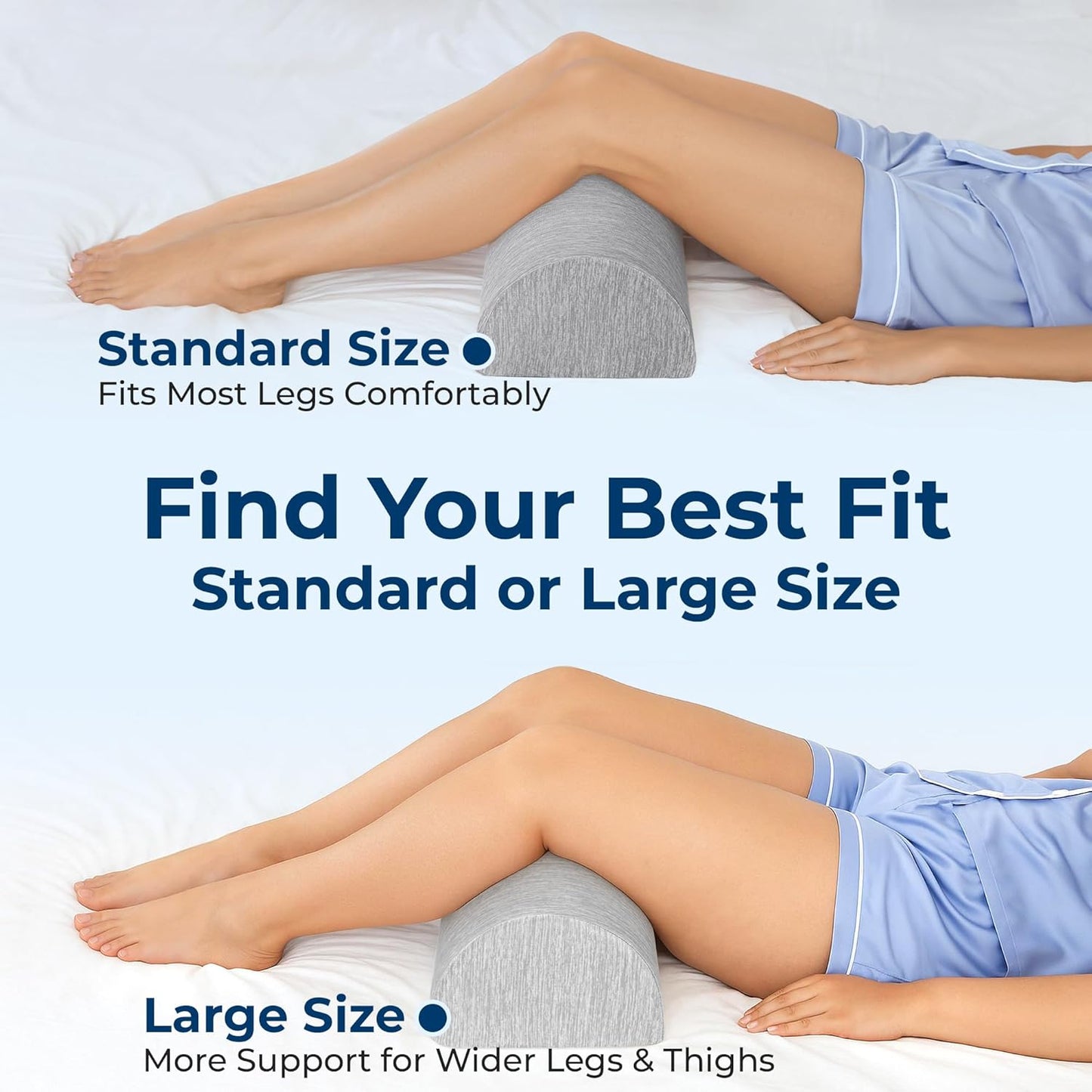 Knee Pillow for Back Sleeping – Half Moon Bolster Pillow for Legs, Under Knee Pillow for Sleeping on Back, Memory Foam Leg Pillow for Back Pain, White