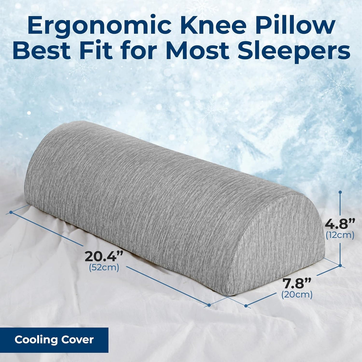 Knee Pillow for Back Sleeping – Half Moon Bolster Pillow for Legs, Under Knee Pillow for Sleeping on Back, Memory Foam Leg Pillow for Back Pain, White