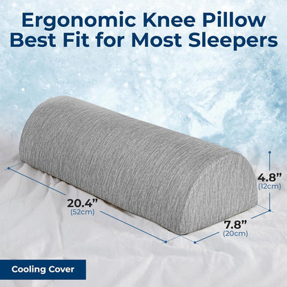 Knee Pillow for Back Sleeping – Half Moon Bolster Pillow for Legs, Under Knee Pillow for Sleeping on Back, Memory Foam Leg Pillow for Back Pain, White