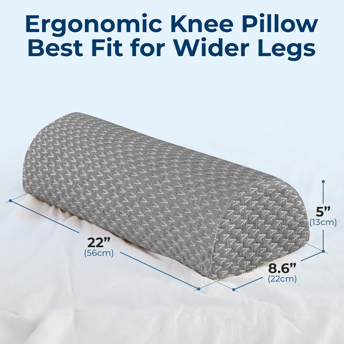 Knee Pillow for Back Sleeping – Half Moon Bolster Pillow for Legs, Under Knee Pillow for Sleeping on Back, Memory Foam Leg Pillow for Back Pain, White