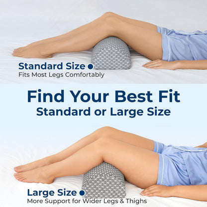 Knee Pillow for Back Sleeping – Half Moon Bolster Pillow for Legs, Under Knee Pillow for Sleeping on Back, Memory Foam Leg Pillow for Back Pain, White