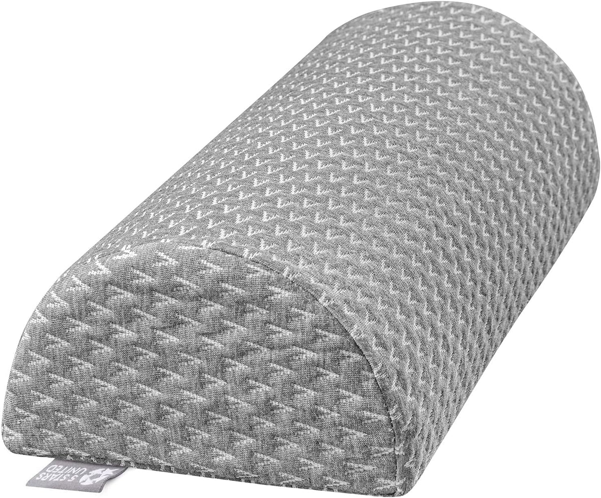 Knee Pillow for Back Sleeping – Half Moon Bolster Pillow for Legs, Under Knee Pillow for Sleeping on Back, Memory Foam Leg Pillow for Back Pain, White