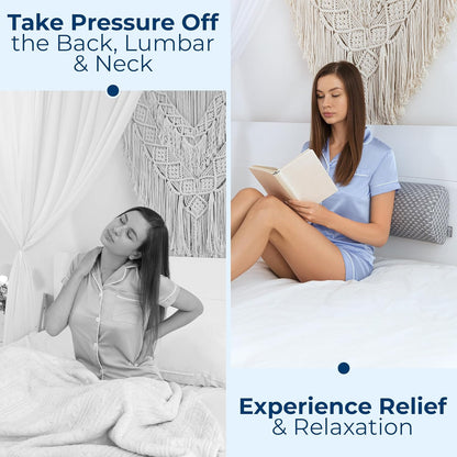 Knee Pillow for Back Sleeping – Half Moon Bolster Pillow for Legs, Under Knee Pillow for Sleeping on Back, Memory Foam Leg Pillow for Back Pain, White