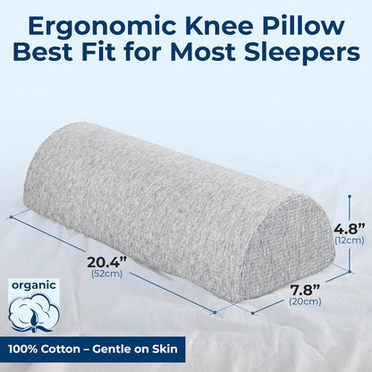 Knee Pillow for Back Sleeping – Half Moon Bolster Pillow for Legs, Under Knee Pillow for Sleeping on Back, Memory Foam Leg Pillow for Back Pain, White