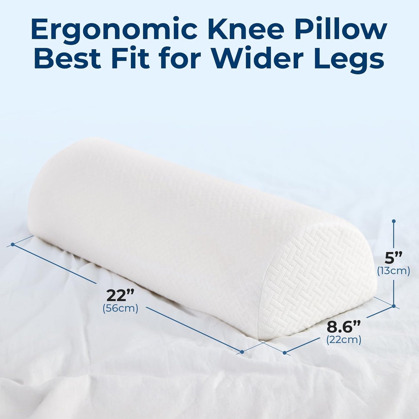 Knee Pillow for Back Sleeping – Half Moon Bolster Pillow for Legs, Under Knee Pillow for Sleeping on Back, Memory Foam Leg Pillow for Back Pain, White