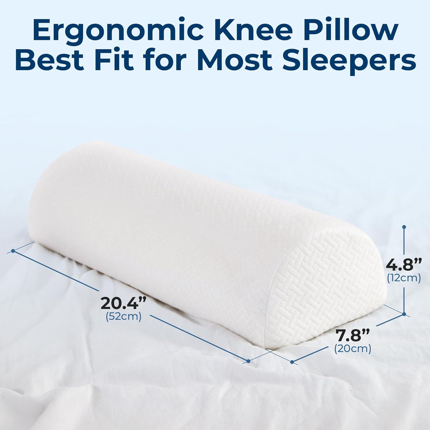 Knee Pillow for Back Sleeping – Half Moon Bolster Pillow for Legs, Under Knee Pillow for Sleeping on Back, Memory Foam Leg Pillow for Back Pain, White