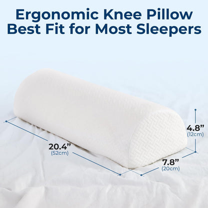 Knee Pillow for Back Sleeping – Half Moon Bolster Pillow for Legs, Under Knee Pillow for Sleeping on Back, Memory Foam Leg Pillow for Back Pain, White