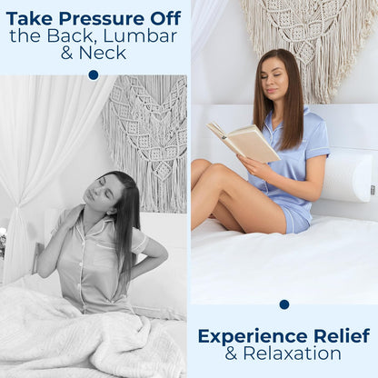 Knee Pillow for Back Sleeping – Half Moon Bolster Pillow for Legs, Under Knee Pillow for Sleeping on Back, Memory Foam Leg Pillow for Back Pain, White