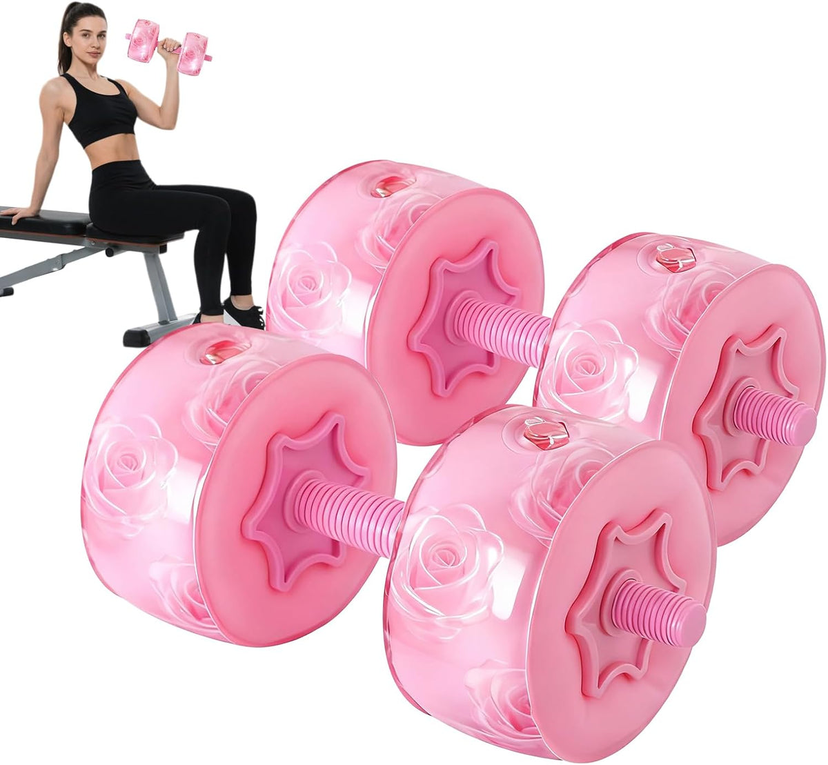 Travel Weights Water Filled Dumbbell Set of 2,6LB Hand Weights for Women at Home Gym Exercise Training