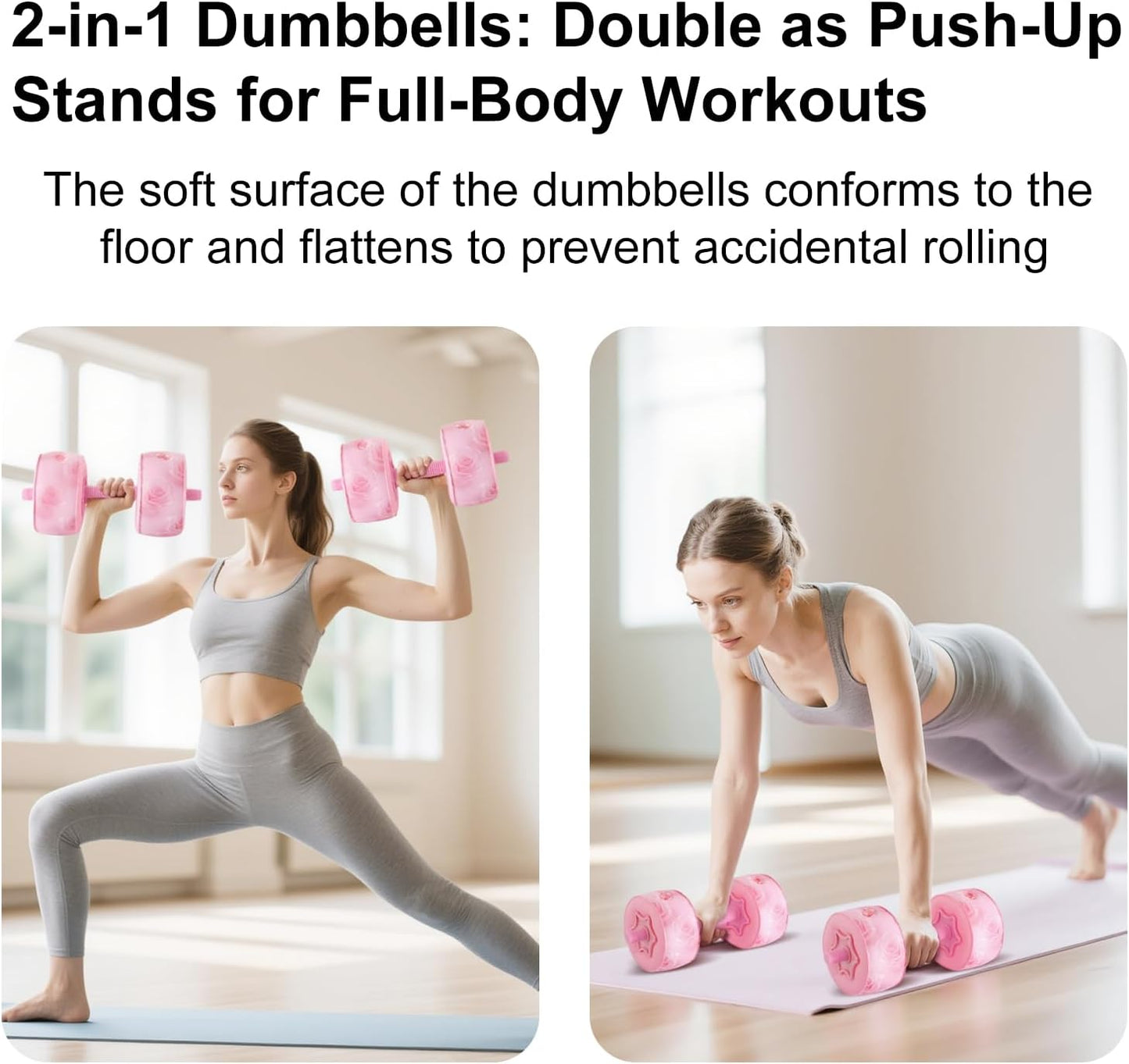 Travel Weights Water Filled Dumbbell Set of 2,6LB Hand Weights for Women at Home Gym Exercise Training