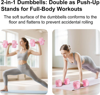 Travel Weights Water Filled Dumbbell Set of 2,6LB Hand Weights for Women at Home Gym Exercise Training