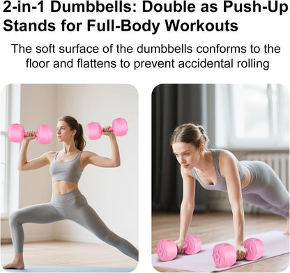 Travel Weights Water Filled Dumbbell Set of 2,6LB Hand Weights for Women at Home Gym Exercise Training