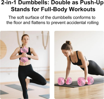 Travel Weights Water Filled Dumbbell Set of 2,6LB Hand Weights for Women at Home Gym Exercise Training
