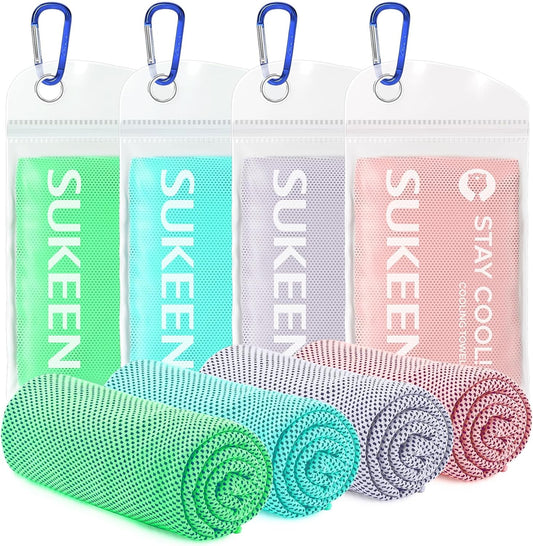 4 Pack Cooling Towels for Hot Weather 40"x12", Gym Towels for Men and Women, Soft Breathable Workout Towels for Yoga, Running, Sport, & More