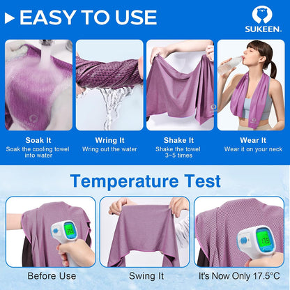 4 Pack Cooling Towels for Hot Weather 40"x12", Gym Towels for Men and Women, Soft Breathable Workout Towels for Yoga, Running, Sport, & More