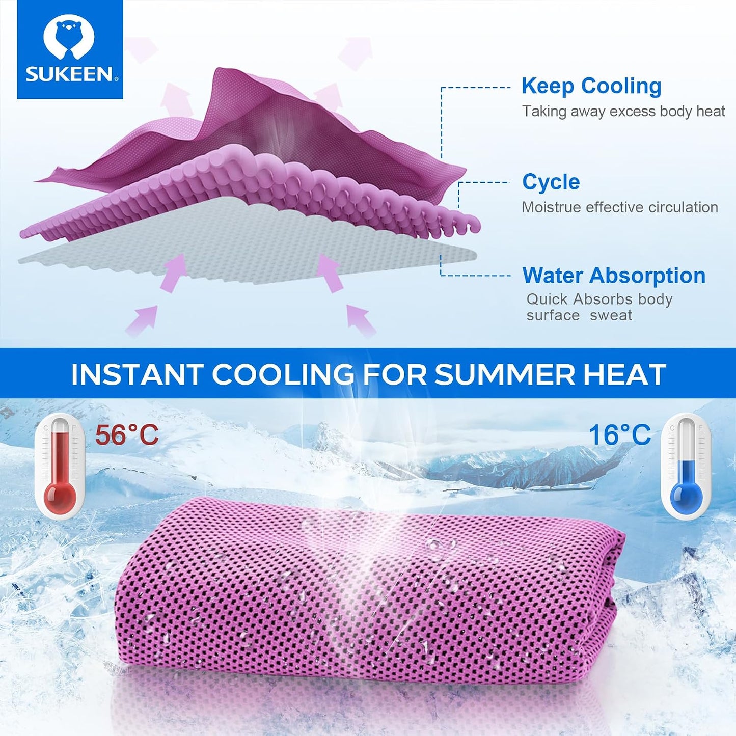 4 Pack Cooling Towels for Hot Weather 40"x12", Gym Towels for Men and Women, Soft Breathable Workout Towels for Yoga, Running, Sport, & More