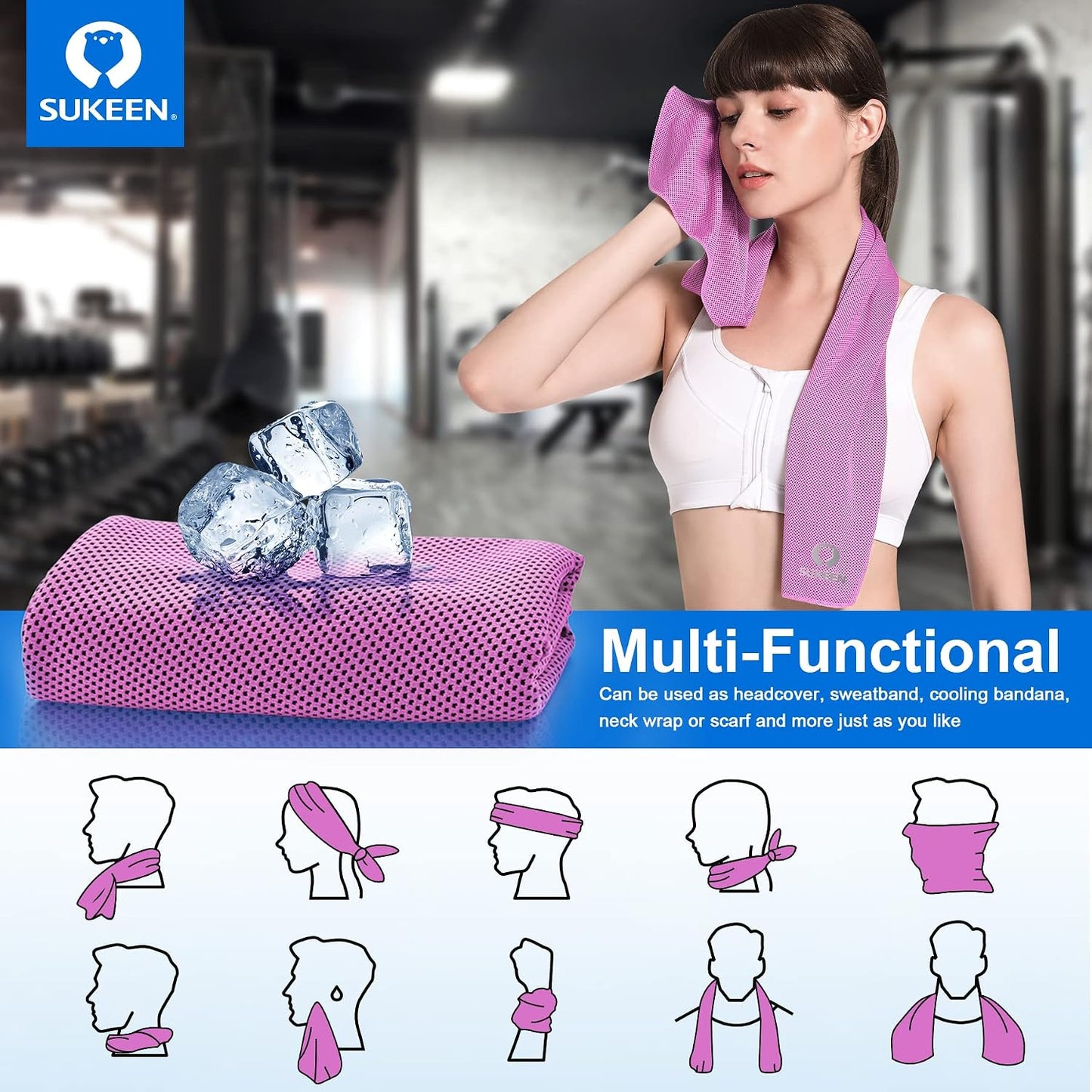 4 Pack Cooling Towels for Hot Weather 40"x12", Gym Towels for Men and Women, Soft Breathable Workout Towels for Yoga, Running, Sport, & More