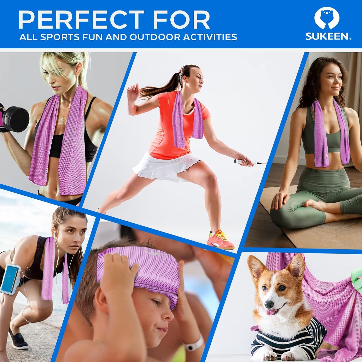 4 Pack Cooling Towels for Hot Weather 40"x12", Gym Towels for Men and Women, Soft Breathable Workout Towels for Yoga, Running, Sport, & More