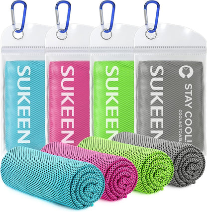 4 Pack Cooling Towels for Hot Weather 40"x12", Gym Towels for Men and Women, Soft Breathable Workout Towels for Yoga, Running, Sport, & More
