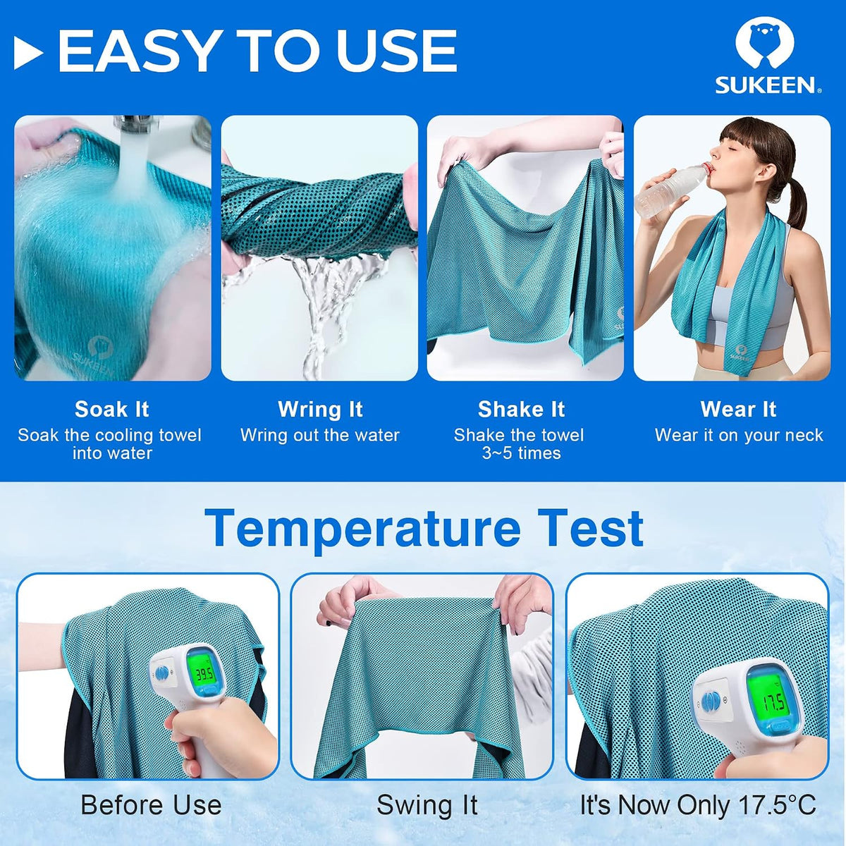 4 Pack Cooling Towels for Hot Weather 40"x12", Gym Towels for Men and Women, Soft Breathable Workout Towels for Yoga, Running, Sport, & More