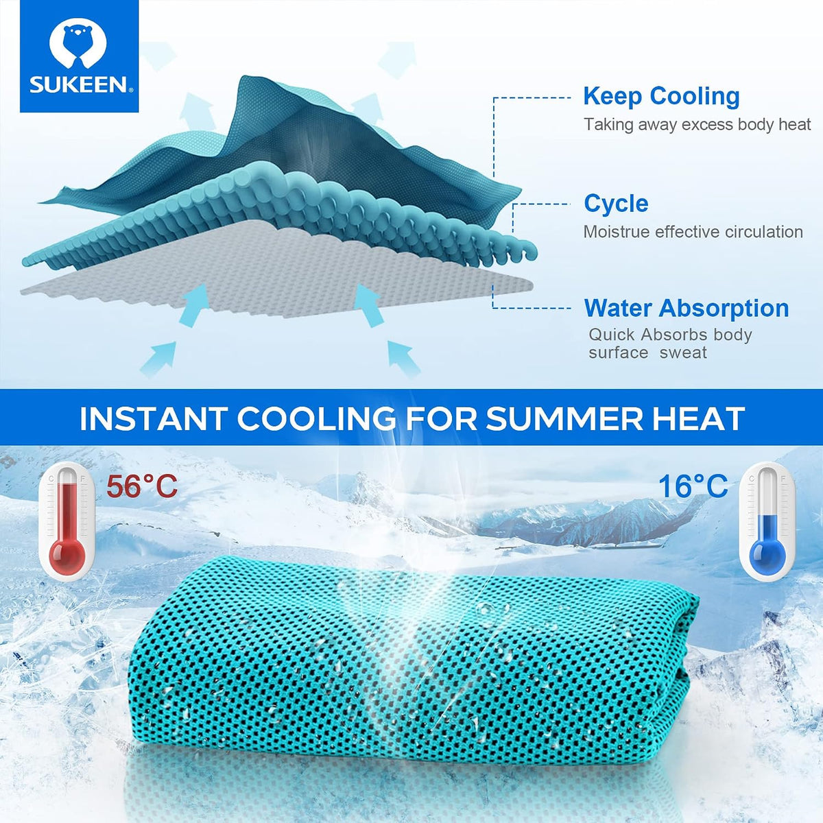 4 Pack Cooling Towels for Hot Weather 40"x12", Gym Towels for Men and Women, Soft Breathable Workout Towels for Yoga, Running, Sport, & More
