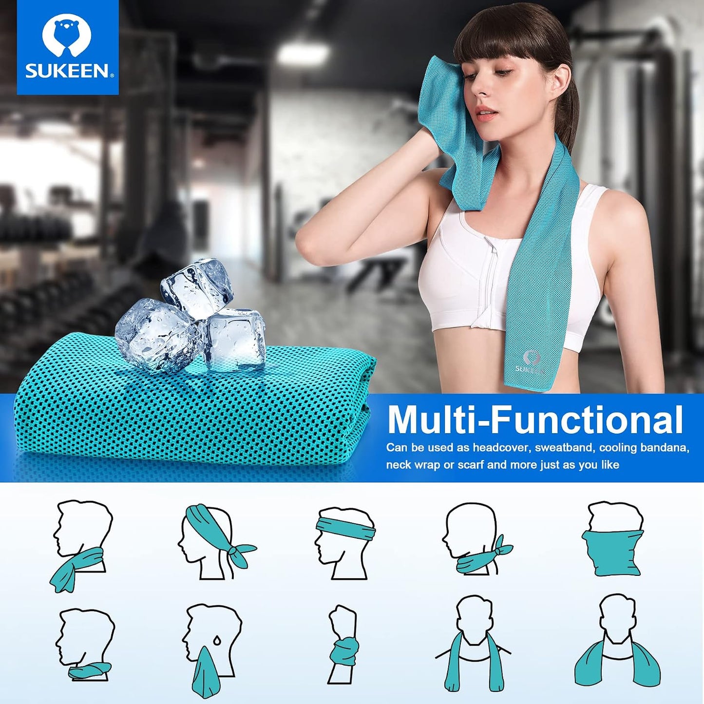 4 Pack Cooling Towels for Hot Weather 40"x12", Gym Towels for Men and Women, Soft Breathable Workout Towels for Yoga, Running, Sport, & More