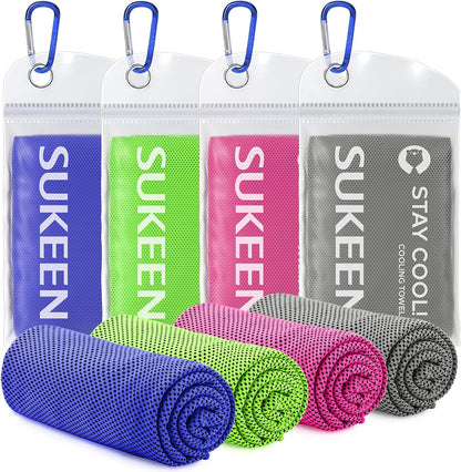 4 Pack Cooling Towels for Hot Weather 40"x12", Gym Towels for Men and Women, Soft Breathable Workout Towels for Yoga, Running, Sport, & More